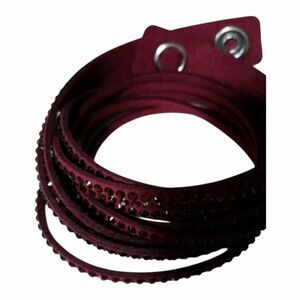 Swarovski Slake Wrap Bracelet Burgundy with Clear Crystal Stones Adjustable Crys